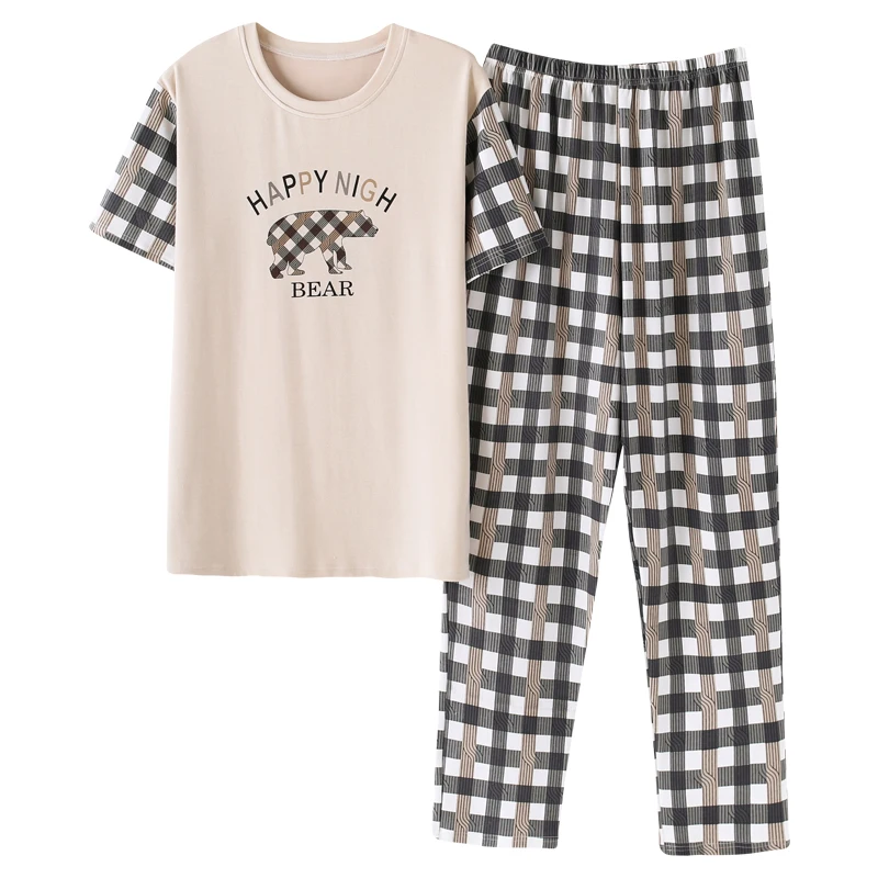 BZEL 2019 летний и весенний Мужской Хлопковый пижамный комплект новая одежда для сна