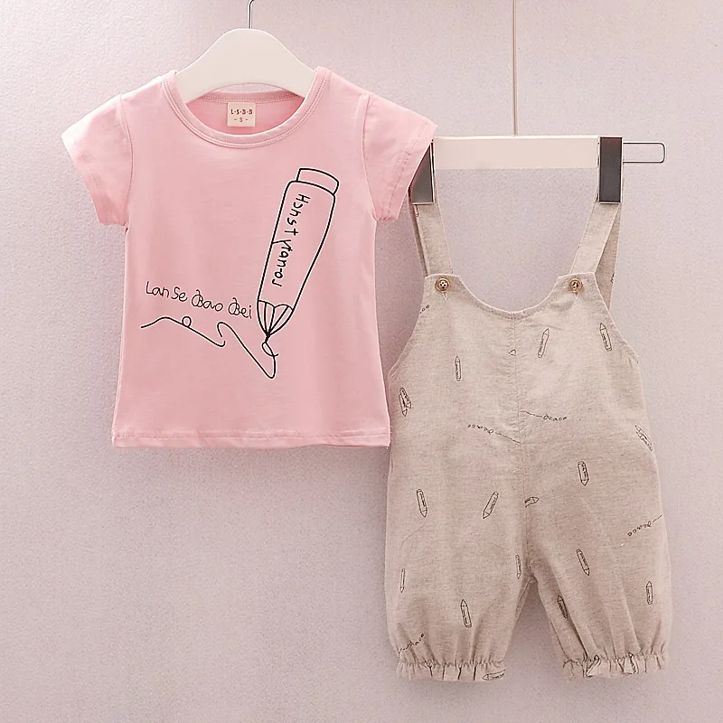 Baby Girl Clothes 2018 Summer Korean Leisure Short Sleeved T-shirts Tops + Overalls 2PCS Sport Outfits Kids Bebes Jogging Suits
Baby Girl Clothes 2018 Summer Korean Leisure Short Sleeved T-shirts Tops + Overalls 2PCS Sport Outfits Kids Bebes Jogging Suits