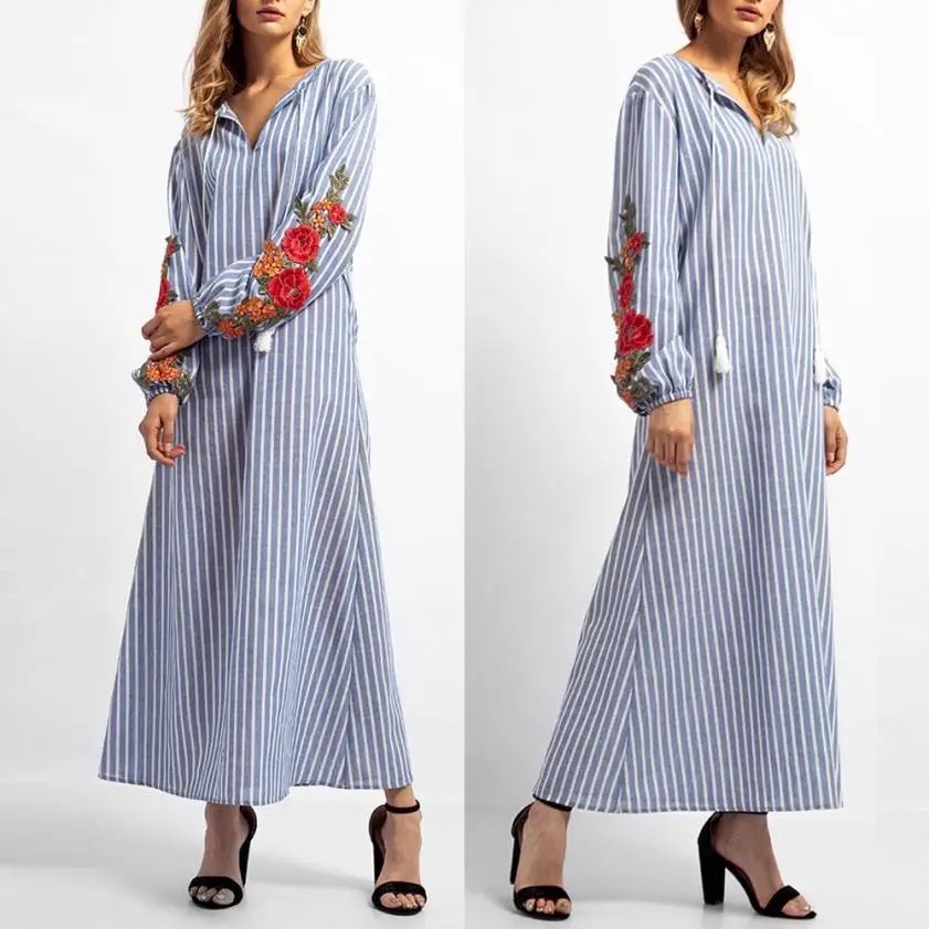 KANCOOLD Dress Women Stripe Floral Embroidery Long Dresses Islamic Muslim Middle East Maxi Robe dress women 2018AUG2
KANCOOLD Dress Women Stripe Floral Embroidery Long Dresses Islamic Muslim Middle East Maxi Robe dress women 2018AUG2