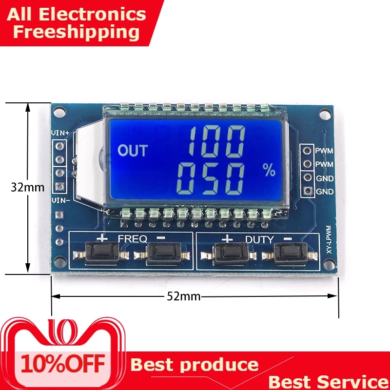 Signal Generator PWM Pulse Frequency Duty Cycle Adjustable Module LCD Display 1Hz-150Khz 3.3V-30V PWM Board Module
Signal Generator PWM Pulse Frequency Duty Cycle Adjustable Module LCD Display 1Hz-150Khz 3.3V-30V PWM Board Module