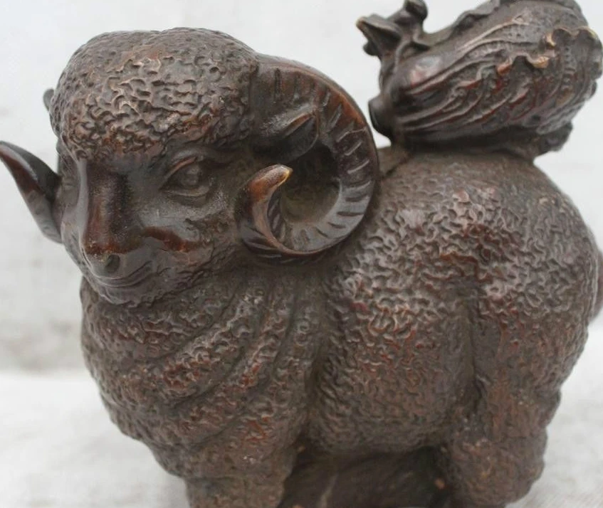 6"Chinese Folk Dynasty Bronze Zodiac Yeat Money drawing Sheep Cabbage Statue
6"Chinese Folk Dynasty Bronze Zodiac Yeat Money drawing Sheep Cabbage Statue