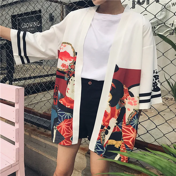 2017 Harajuku Fashion Women Blouses Summer Vintage Kimono Kawaii Cardigan Thin Sun Protection Shirts Cover Up Sunscreen Blouse 14