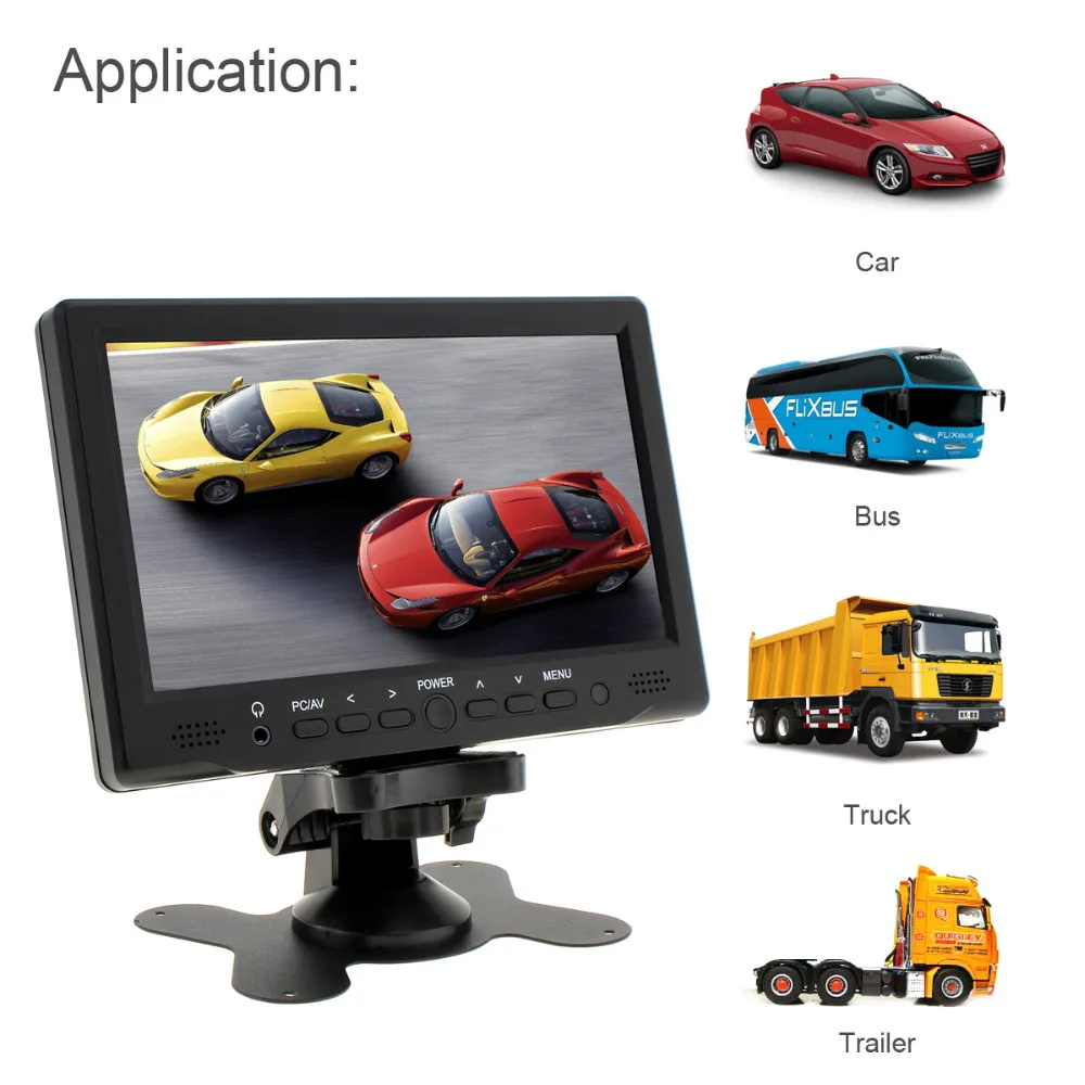 7 inch tft lcd car rear view parking monitor support av vga hdmi