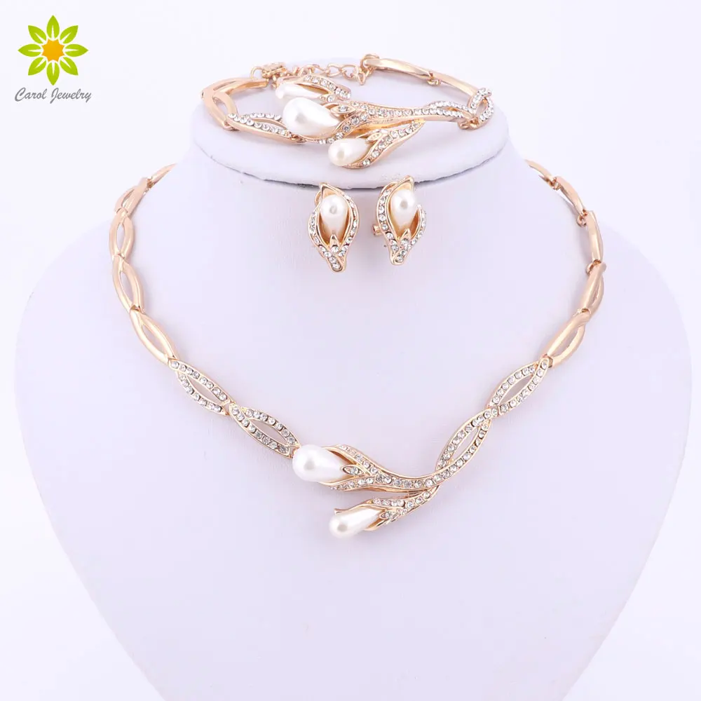 Fine Bridal Simulated Pearl Jewelry Sets For Women Gold Color Wedding Accessories Crystal Necklace Earrings Bracelet Ring Set
Fine Bridal Simulated Pearl Jewelry Sets For Women Gold Color Wedding Accessories Crystal Necklace Earrings Bracelet Ring Set