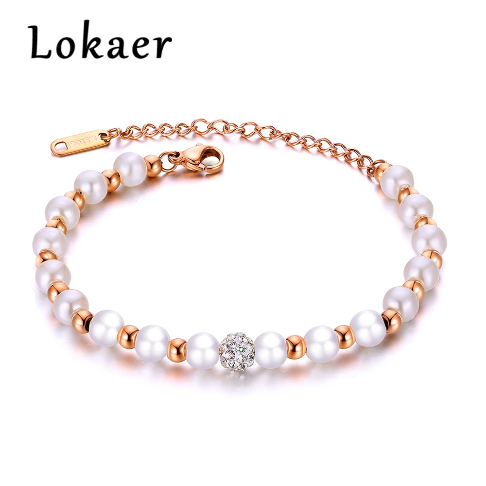 Lokaer Fashion White Simulated Pearl Wedding Bracelets Titanium Steel Inlaid CZ Crystal Ball Aesthetic Bracelet Jewelry B18094
Lokaer Fashion White Simulated Pearl Wedding Bracelets Titanium Steel Inlaid CZ Crystal Ball Aesthetic Bracelet Jewelry B18094