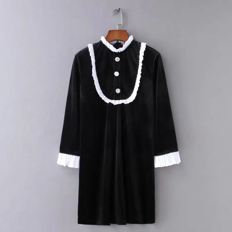 women vintage white pleated ruffles patchwork velvet straight mini dress female chic vestidos casual slim party dresses DS1242
women vintage white pleated ruffles patchwork velvet straight mini dress female chic vestidos casual slim party dresses DS1242