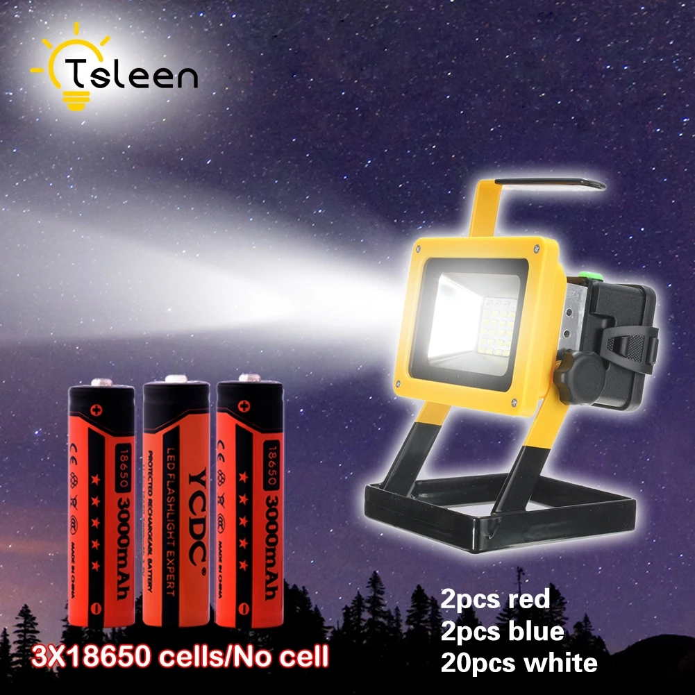 TSLEEN 1PC 3 Modes LED Spotlight 10W Floodlight With 3X18650 Battery Rechargeable Refletor LED Outdoor Lighting IP65 Waterproof
TSLEEN 1PC 3 Modes LED Spotlight 10W Floodlight With 3X18650 Battery Rechargeable Refletor LED Outdoor Lighting IP65 Waterproof