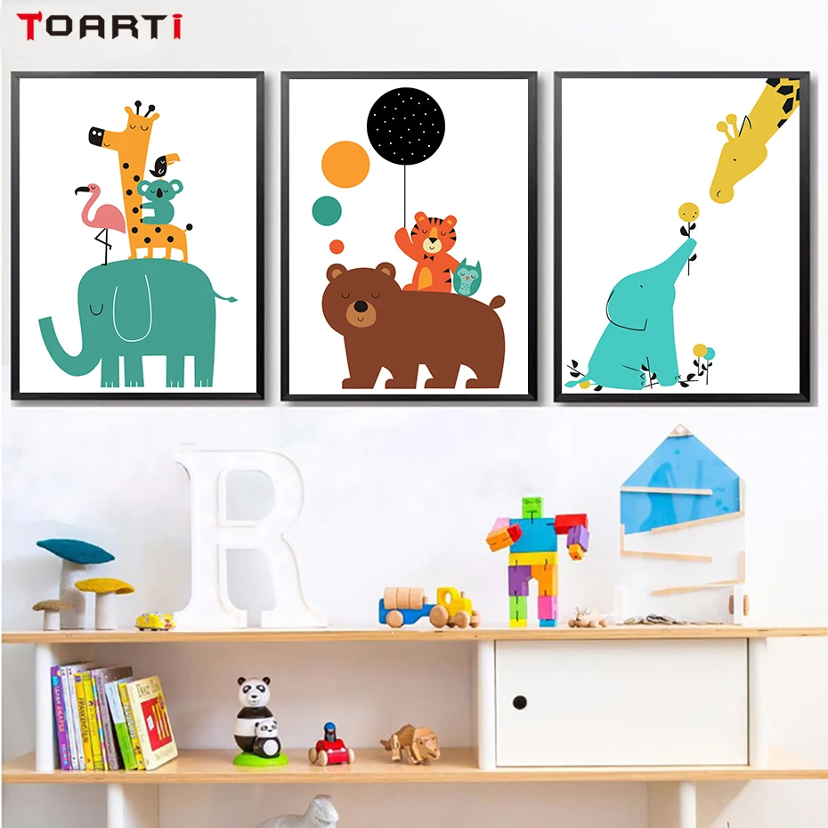 Cartoon Bear Tiger Fox Painting (5)