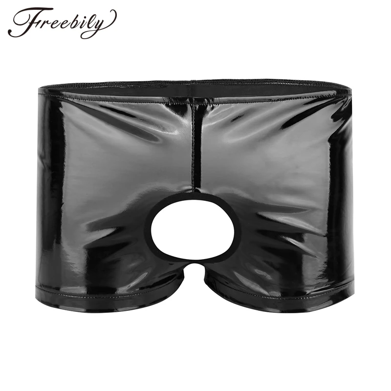Black Mens Lingerie Soft Shiny Patent Leather Open Butt Low-rise Shorts Underwear Underpants with Front Hole for Lingerie Night
Black Mens Lingerie Soft Shiny Patent Leather Open Butt Low-rise Shorts Underwear Underpants with Front Hole for Lingerie Night