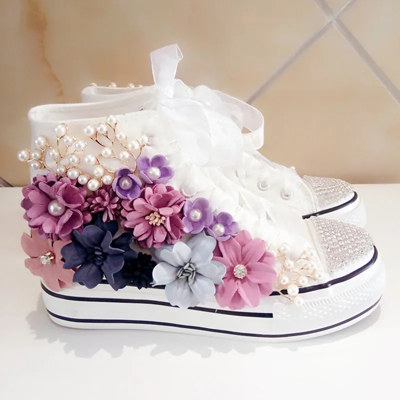 Summer Sneakers Wedges Canvas shoes Women's casual shoes Women's handmade custom Three-dimensional sequins Flowers White Flat
Summer Sneakers Wedges Canvas shoes Women's casual shoes Women's handmade custom Three-dimensional sequins Flowers White Flat