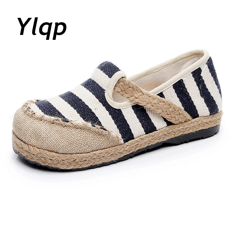 YLQP Striped Women Casual Cotton Cloth Loafers Slip on Ladies Thick Soled Hemp Canvas Flat Shoes Handmade Zapato Mujer
YLQP Striped Women Casual Cotton Cloth Loafers Slip on Ladies Thick Soled Hemp Canvas Flat Shoes Handmade Zapato Mujer