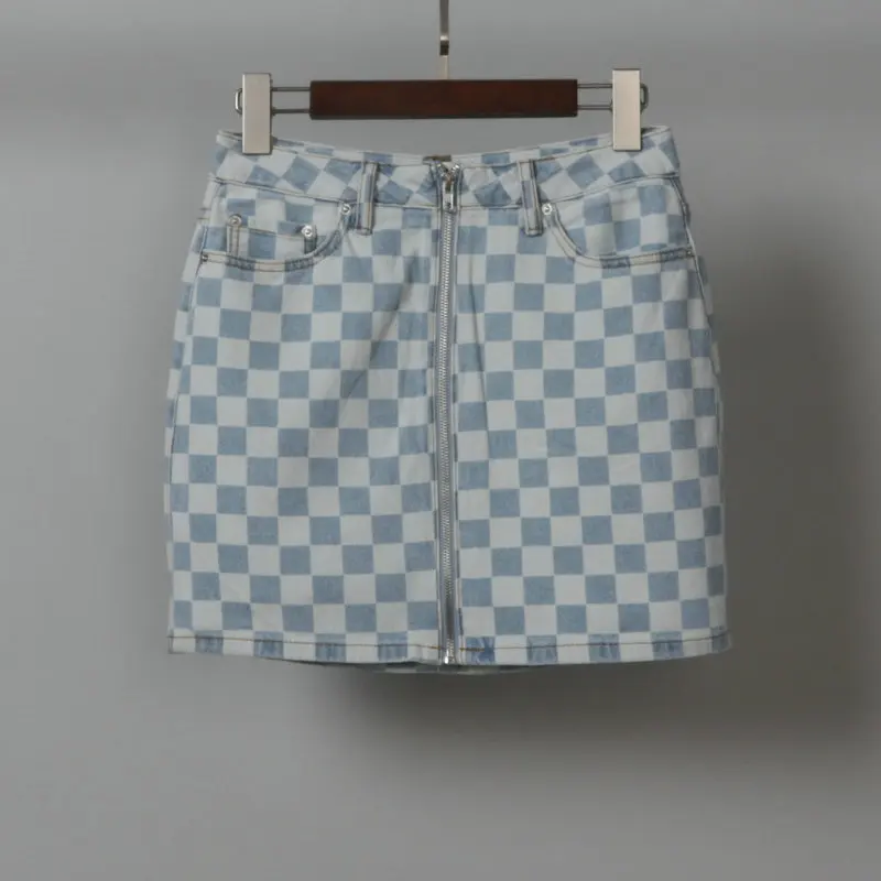 Summer women fashion A-line full zipper open water wash plaid denim mini skirt female trendy elegant soft cotton casual bottom
Summer women fashion A-line full zipper open water wash plaid denim mini skirt female trendy elegant soft cotton casual bottom