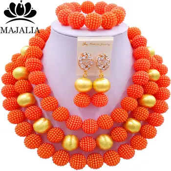 Majalia Trendy African Beads Jewelry Set Orange Crystal Beads Bride Jewelry Nigerian Wedding African Beads Jewelry Sets 3CA008
Majalia Trendy African Beads Jewelry Set Orange Crystal Beads Bride Jewelry Nigerian Wedding African Beads Jewelry Sets 3CA008