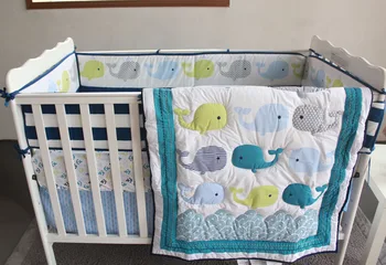 New 7pcs baby bedding set whale baby boy crib bedding sets Cot Crib Bedding Set kit berco bebe Quilt Bumper Sheet Skirt
New 7pcs baby bedding set whale baby boy crib bedding sets Cot Crib Bedding Set kit berco bebe Quilt Bumper Sheet Skirt