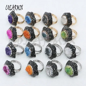 8 Pieces Mix color Geode stone Ring pave rhinestone natural stone rings mix color druzy rings gift for lady 4889
8 Pieces Mix color Geode stone Ring pave rhinestone natural stone rings mix color druzy rings gift for lady 4889