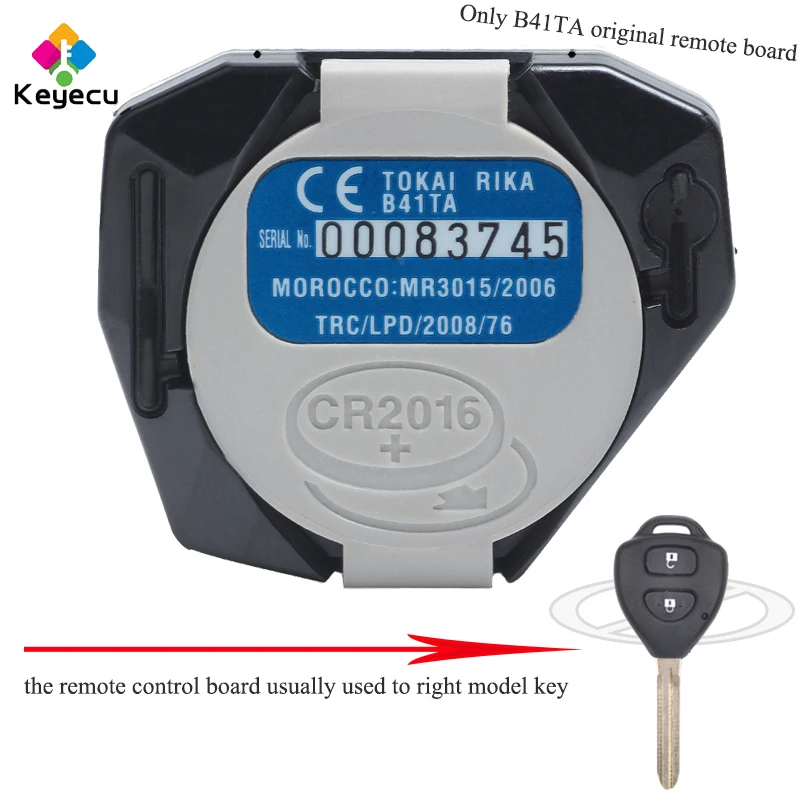 KEYECU Replacement Original Remote Control Board - 2 Buttons 433MHz B41TA - FOB for Toyota Hilux/ 4Runner 2005-2008/ 2003-2009..
KEYECU Replacement Original Remote Control Board - 2 Buttons 433MHz B41TA - FOB for Toyota Hilux/ 4Runner 2005-2008/ 2003-2009..