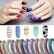 2019 HOT 1 milímetros Brilho Conjunto de Decorações Da Arte Do Prego Striping Linha Tape Etiqueta DIY Dicas Para Nail Polish Gel Pedrinhas decorat JKw14(China)
