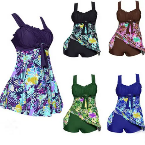 Women Floral Swimwear Tankini Bikini Plus Size Swimdress Beachwear Swimsuit 2 pcs Top and ShortsNEW | Спорт и развлечения