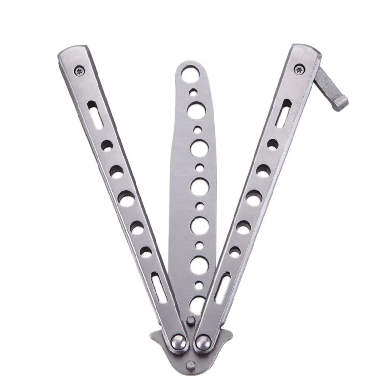 Stainless Steel Butterfly Flail Folded Knife Toys Balisong Trainer Training Knife Silver
Stainless Steel Butterfly Flail Folded Knife Toys Balisong Trainer Training Knife Silver