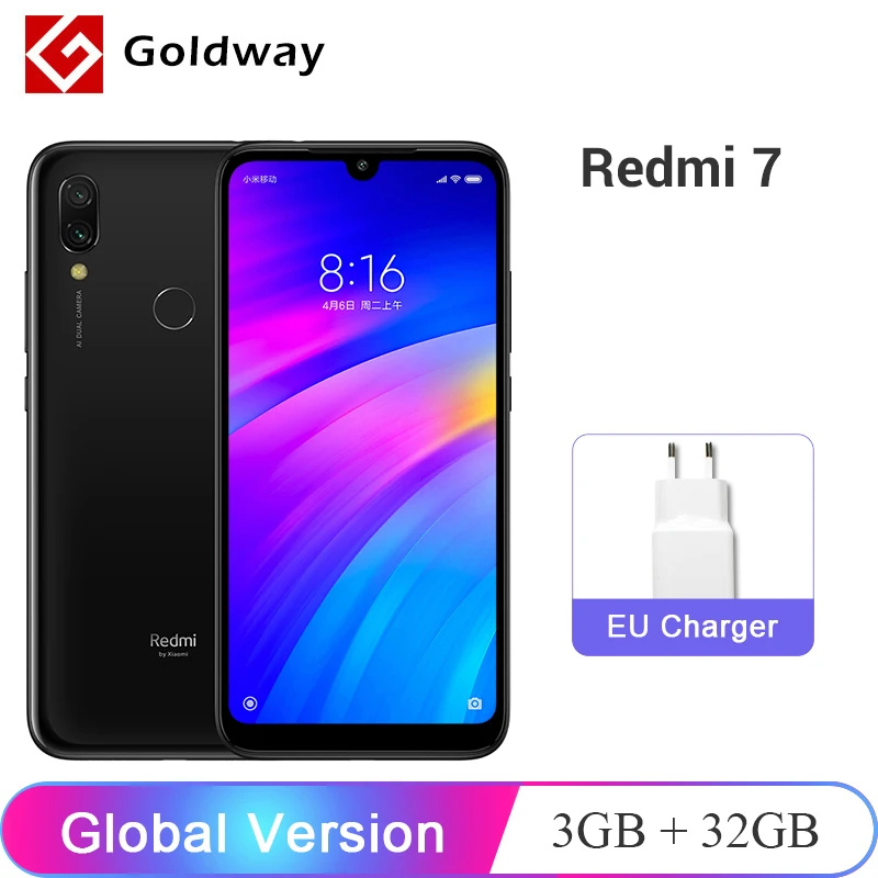 

In Stock ! Global Version Xiaomi Redmi 7 3GB RAM 32GB ROM Mobile Phone Snapdragon 632 Octa Core 12MP 6.26" 4000mAh Battery