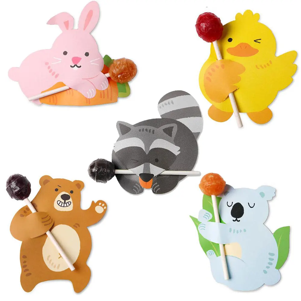 50pcs Cute Animal Candy Lollipop Decoration Card Wedding Supplies Birthday Party decorations kids Candy Gift Party Accessories
50pcs Cute Animal Candy Lollipop Decoration Card Wedding Supplies Birthday Party decorations kids Candy Gift Party Accessories