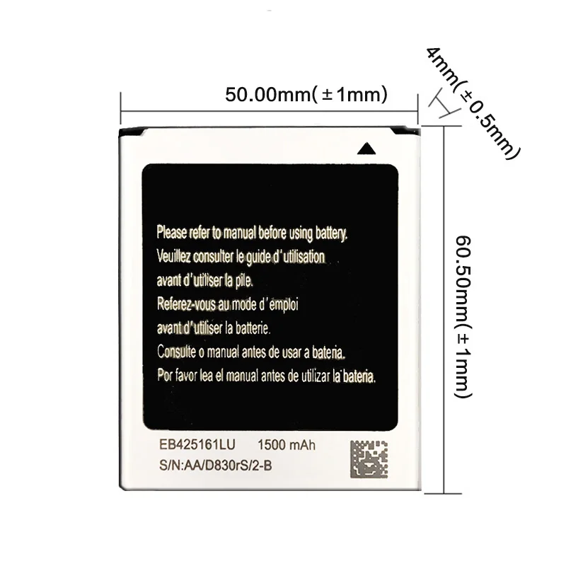 New EB425161LU Battery for Samsung Galaxy ace 2 i8160 Trend Duos s7562 s3 mini i8190 S7580 Ace 2 3 Duos GT-S7GT-S7272 phone
New EB425161LU Battery for Samsung Galaxy ace 2 i8160 Trend Duos s7562 s3 mini i8190 S7580 Ace 2 3 Duos GT-S7GT-S7272 phone