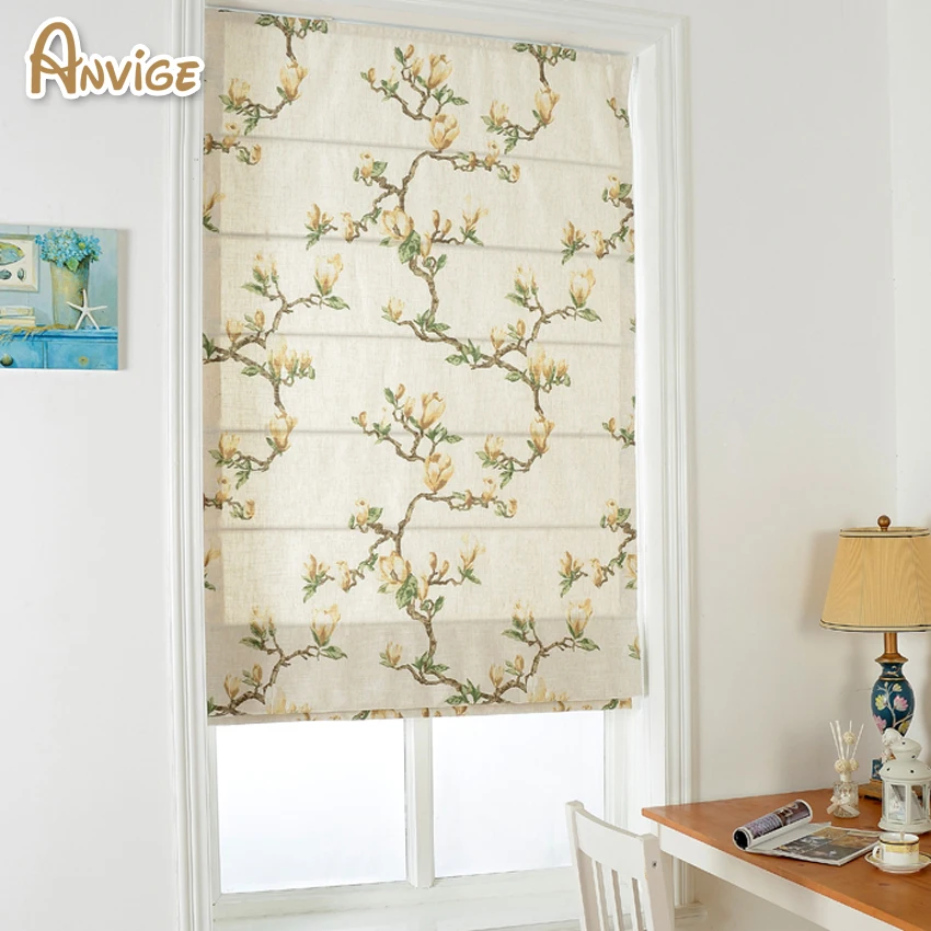 

Anvige Motorized New Cotton/Linen Pastoral Roman Blinds Customized Curtain Window Shades High Quality Free Shipping