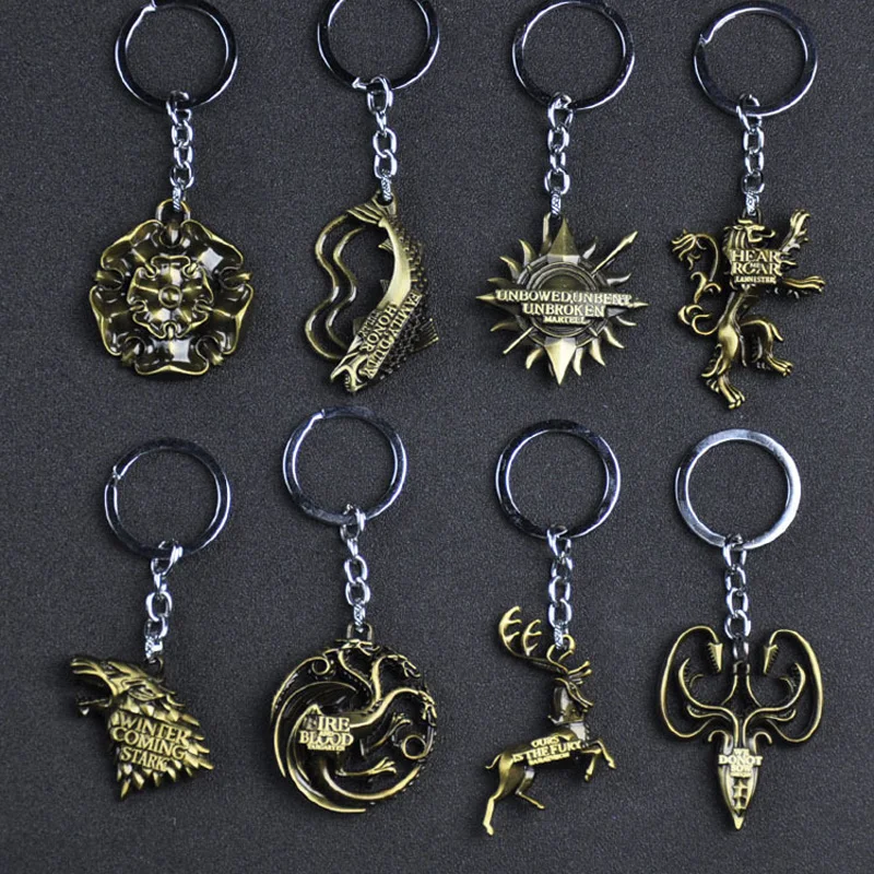 Hot Sale Game of Thrones Figures Metal Keychain Trinket 2 Color Stark Direwolf Lannister Lion Chaveiro Key Chain Toy Figures
Hot Sale Game of Thrones Figures Metal Keychain Trinket 2 Color Stark Direwolf Lannister Lion Chaveiro Key Chain Toy Figures