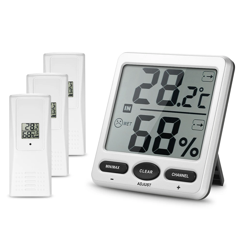LCD Digital Thermometer Wireless Temperature Humidity Meter Indoor Outdoor 8-Channel Thermometer Hygrometer With 3 Remote Sensor
LCD Digital Thermometer Wireless Temperature Humidity Meter Indoor Outdoor 8-Channel Thermometer Hygrometer With 3 Remote Sensor