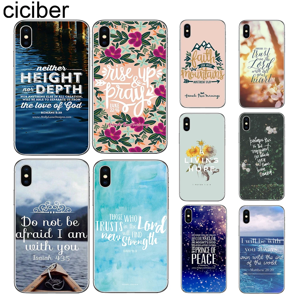 ciciber For Iphone 7 8 6 6S Plus 5S SE X XR XS XSMax Back Cover Clear Soft Silicone TPU Phone Cases Bible Verse Christian Fundas
ciciber For Iphone 7 8 6 6S Plus 5S SE X XR XS XSMax Back Cover Clear Soft Silicone TPU Phone Cases Bible Verse Christian Fundas