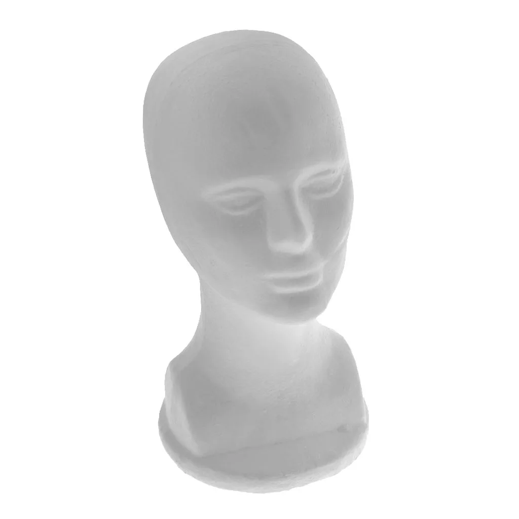 Male Polystyrene Styrofoam Model Head Mannequin Stand Wig Hair Hat Display for Wigs Showcase DIY Craft Sewing Supply Party Decor