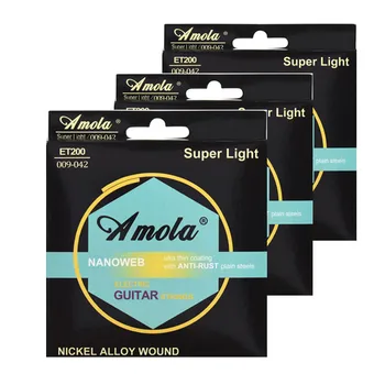 Electric Guitar Strings ET200 Nickel Alloy Wound Nanoweb Ulra Thin Coating Steels 009-042 inch Super Light 3 Sets
Electric Guitar Strings ET200 Nickel Alloy Wound Nanoweb Ulra Thin Coating Steels 009-042 inch Super Light 3 Sets