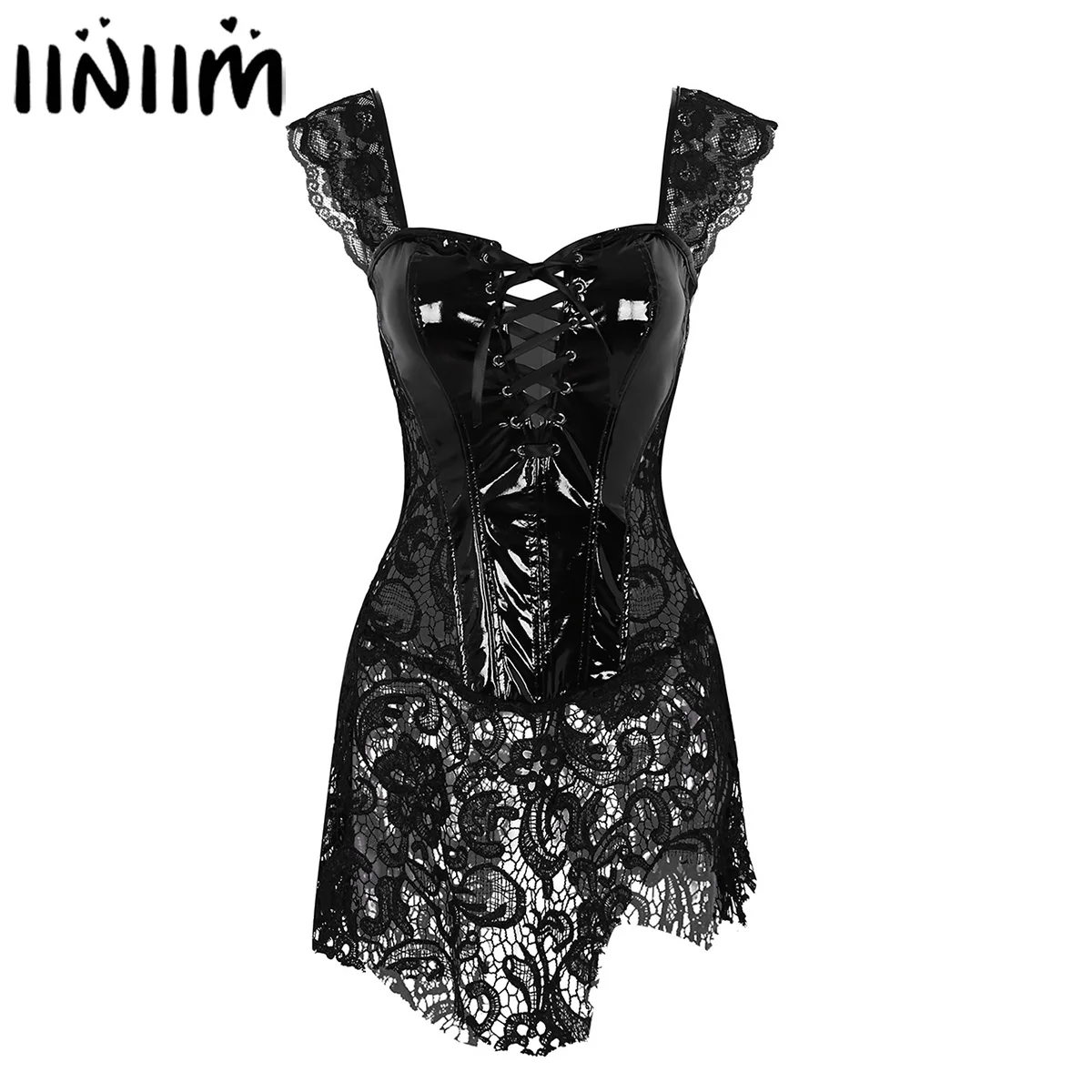 Womens Ladies Sexy Club Dress Night Clubwear Wetlook Open Butt Faux Leather Floral Lace Patchwork Lace Up Bodycon Mini Dress
Womens Ladies Sexy Club Dress Night Clubwear Wetlook Open Butt Faux Leather Floral Lace Patchwork Lace Up Bodycon Mini Dress