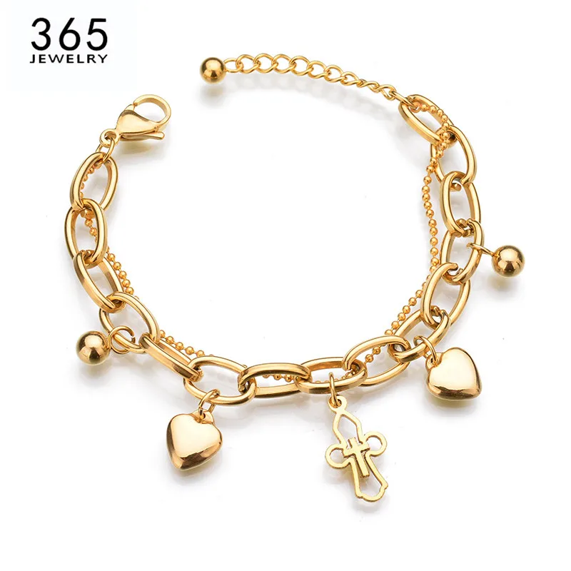 Hot Sale Gold Color Stainless Steel Link Chain Cross Bracelet Multilayer Stretch Charm Pulseras Wedding Gift
Hot Sale Gold Color Stainless Steel Link Chain Cross Bracelet Multilayer Stretch Charm Pulseras Wedding Gift