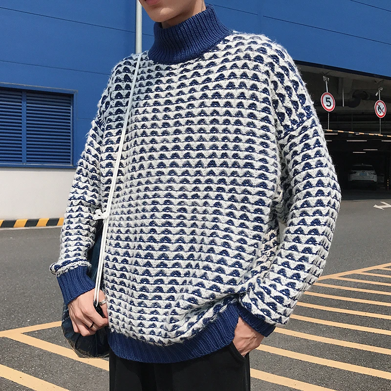 Fashion Casual Men's Sweater Autumn And Winter New M-XL Plaid O Neck Loose Pullover Blue Red Personality Youth Popular
Fashion Casual Men's Sweater Autumn And Winter New M-XL Plaid O Neck Loose Pullover Blue Red Personality Youth Popular