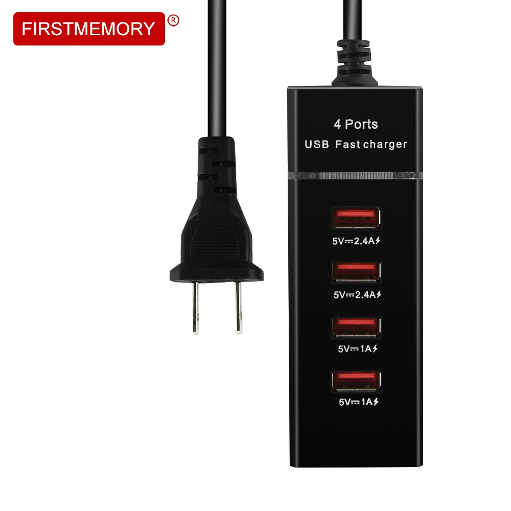 Портативное зарядное устройство usb-хаб с 4 портами настольное настенное адаптер