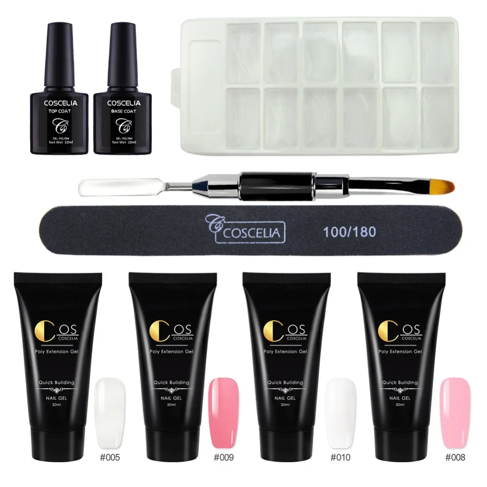 COSCELIA Manicure Tools Nail Set Nail Extension Kit 30ml Poly Gel Files Nail Tips Base Top Coat Tool Builder Gel For Nails
COSCELIA Manicure Tools Nail Set Nail Extension Kit 30ml Poly Gel Files Nail Tips Base Top Coat Tool Builder Gel For Nails