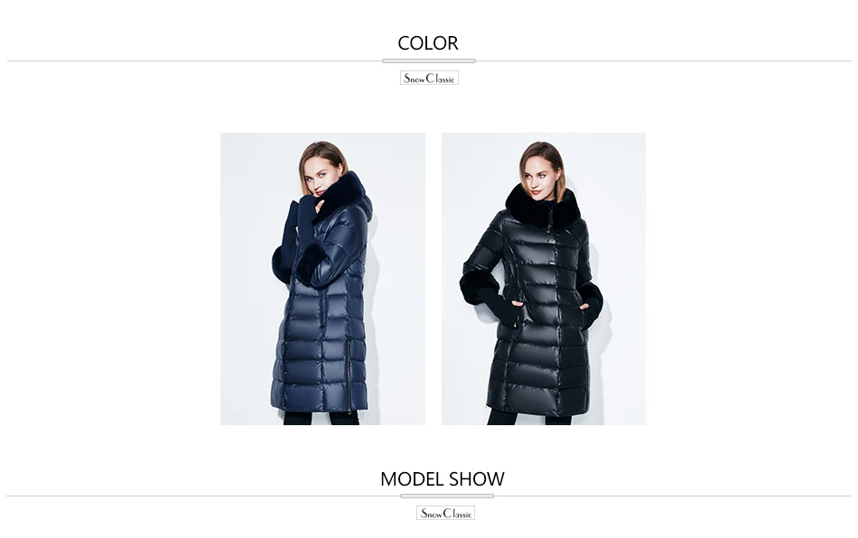 Snowclassic Winter Women Coat Jacket Padded Hooded Coats Three Quarter Warm Jackets Fur Collar Zipper Solid High Quality New 12