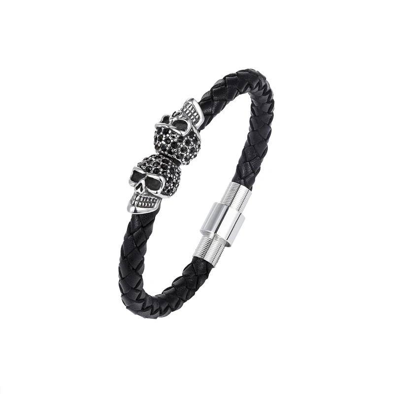 Punk Skeleton Skull Bracelets For Men Stainless Steel Bracelet & Bangles Leather Charm Rope Chain Male Gothic Jewelry Gift 2018
Punk Skeleton Skull Bracelets For Men Stainless Steel Bracelet & Bangles Leather Charm Rope Chain Male Gothic Jewelry Gift 2018