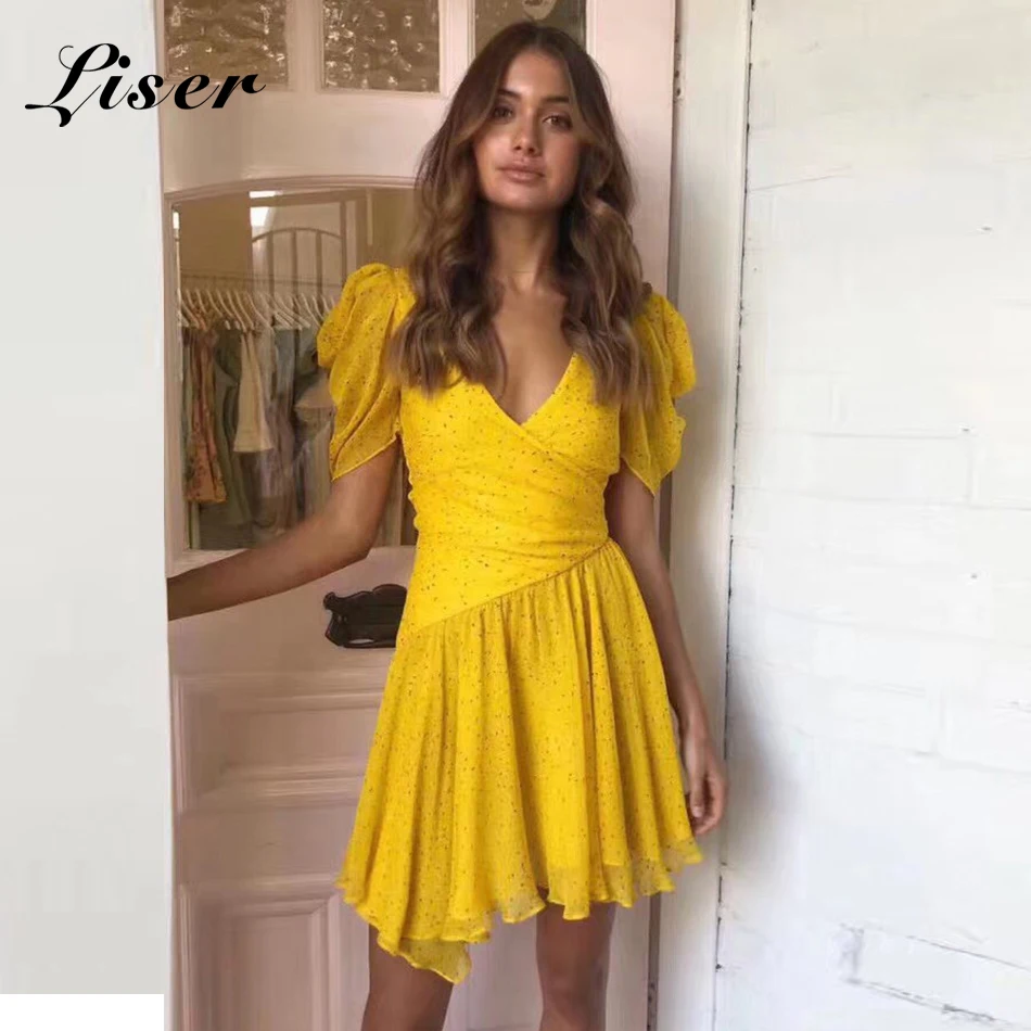 Liser 2019 New Summer Women Dress Short Sleeves V Neck Dress Sexy Elegant Club Celebrity Party Yellow Dresses Vestidos Wholesale
Liser 2019 New Summer Women Dress Short Sleeves V Neck Dress Sexy Elegant Club Celebrity Party Yellow Dresses Vestidos Wholesale