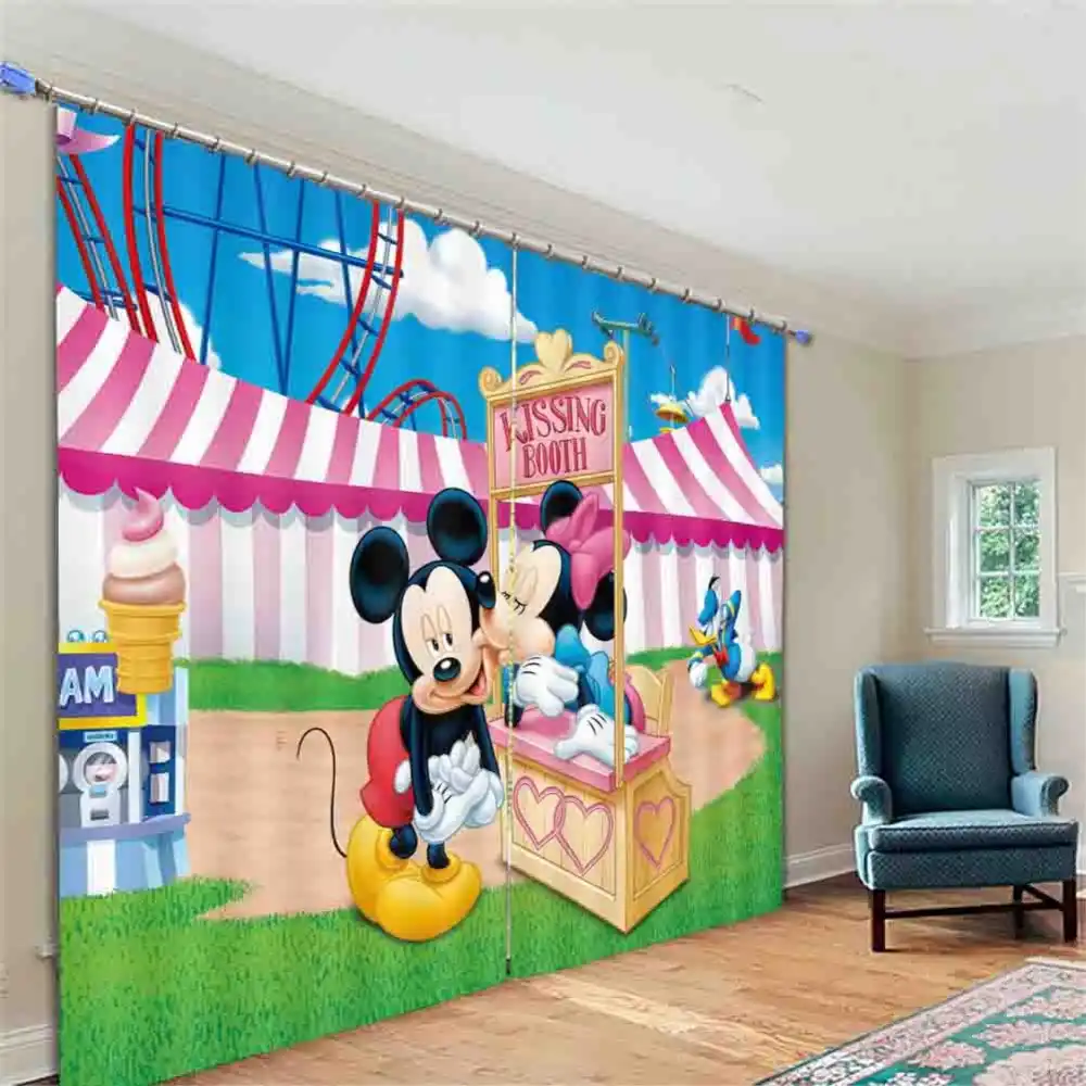 Mickey Mouse 3d Window Curtains Living Room Bedroom Drapes Rideaux