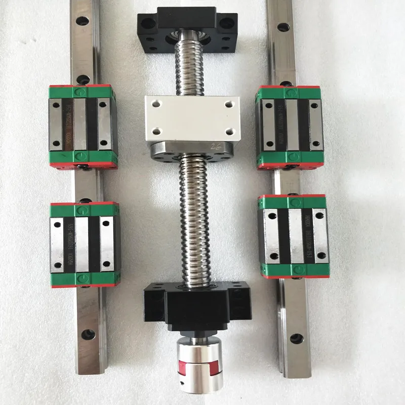 

12 HBH20CA Square Linear guide sets + 3 x SFU605-400/1200/1950mm Ballscrew sets + BK BF12 +3 jaw Flexible Coupling Plum Coupler