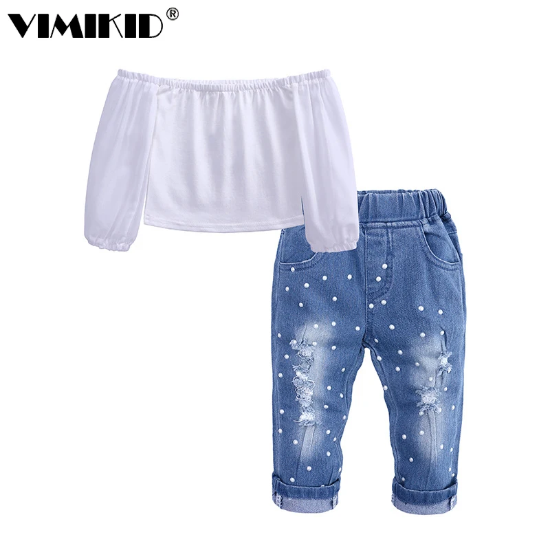 VIMIKID Ins/детская одежда в европейском и американском стиле топ на одно плечо +
