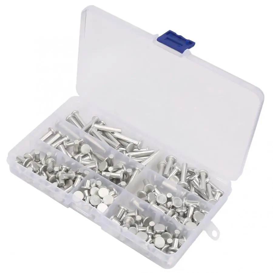 190Pcs M5 Flat Head rivet Solid Aluminum Rivets Assortment Kit Length 6/8/10/12/16/20/25mm remachadora Wholesale
190Pcs M5 Flat Head rivet Solid Aluminum Rivets Assortment Kit Length 6/8/10/12/16/20/25mm remachadora Wholesale