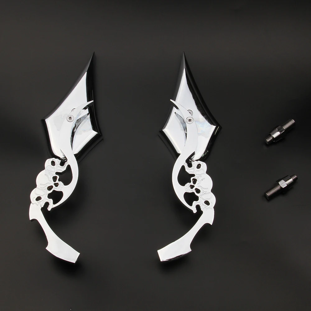 Pair Universal Motorcycle Skull Rearview Side Mirrors Motorbike Rear View accessories CHROME For Harley Dyna Wide Glide Chopper
Pair Universal Motorcycle Skull Rearview Side Mirrors Motorbike Rear View accessories CHROME For Harley Dyna Wide Glide Chopper