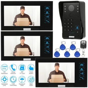 KKmoon 7" Video Door Phone Recording HD 1000TVL IR Night Doorbell Camera and 3 Hands Free Monitor Touch Button Intercom Doorbell
KKmoon 7" Video Door Phone Recording HD 1000TVL IR Night Doorbell Camera and 3 Hands Free Monitor Touch Button Intercom Doorbell