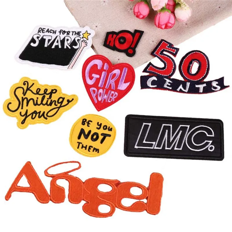 10pcs/lot Fashion Words Cartoon Interesting Letters Iron On Patches for Clothes DIY Applique Accessory Cute Fabric Parch
10pcs/lot Fashion Words Cartoon Interesting Letters Iron On Patches for Clothes DIY Applique Accessory Cute Fabric Parch