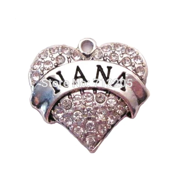 Античный посеребренный Модный кулон Nana с кристаллом в виде сердца (A100059) |