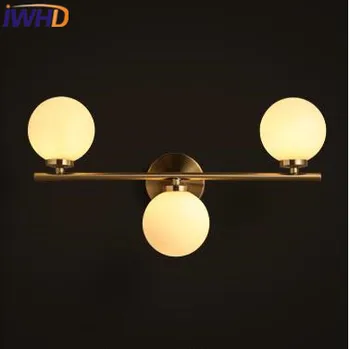 

IWHD 3 Heads Glass Ball Sconce Wall Light Fixtures Iron LED Wall Lamp Modern Home Lighting Stairs Style Loft Retro Wandlamp
