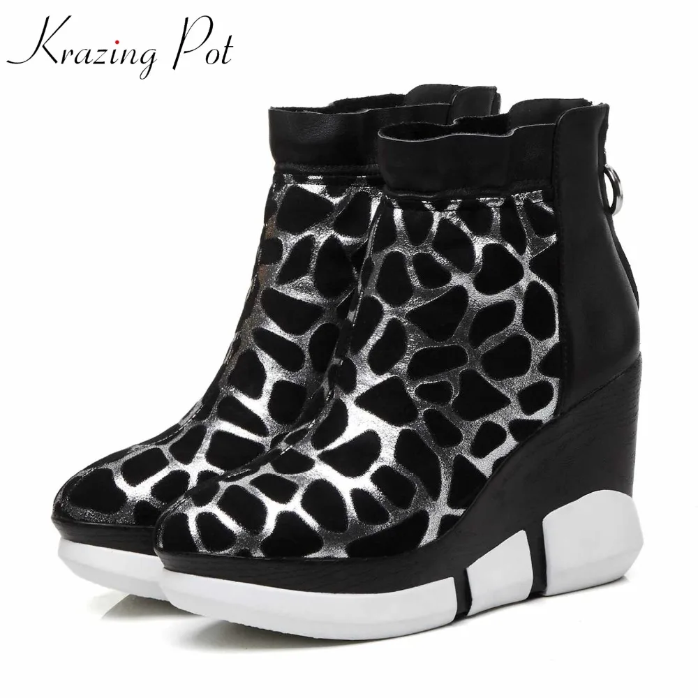 Krazing Pot 2019 genuine patterns leatehr round toe keep warm boots style ankle boots zipper platform increased ankle boots L54
Krazing Pot 2019 genuine patterns leatehr round toe keep warm boots style ankle boots zipper platform increased ankle boots L54